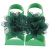 Sandalen chiffon bloem op blote voeten sandalen geschikt voor baby's meisjes pasgeborenen foto's rekwisieten kinderen mode -accessoiressl240429