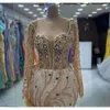 Ebi Mermaid Gold Aso Prom Dress Crystals kralen avond formeel feest tweede receptie verjaardag verlovingsjurken jurken jurken robe de soiree zj es