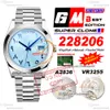 228206 Daydate A2836 VR3255 Automatic Mens Watch GMF V3 Ice Blue Arabic Dial 904L President Bracelet Super Edition Même carte de série Gain Weight Putetime PTRX