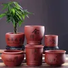 Sadzarki garnki chiński ceramiczny kwiat circular czerwona ceramika fioletowa piasek zen soczyste gospodarstwo domowe oddychające 1 sztuk q240429