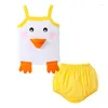 Set di abbigliamento Duck Kawaii Summer NABY BASCHI CHIED TOTTO e pantaloni imbracatura per animali Norma generale per il bambino 0-3 anni