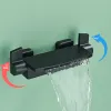 Set fmhjfisd mat siyah küvet spout gizlenmiş şelale küvet duş musluk duvar monte küvet mikser musluk pirinç banyo aksesuarı