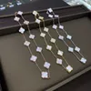 Van Cl ap classic High version 925 sterling silver four leaf clover ten flower necklace female white Fritillaria agate plated 18K rose gold 10 clavicle chain