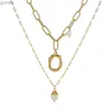 Colliers de pendentif Real Natural Eater Baroque Perle Perle Collier Womens Gold 26 A-Z Capital Nom Collier Initialwx