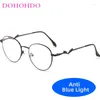 Sonnenbrille Dohohdo Männer Antiblau -Licht -Metallbrillen rund verschreibungspflichtige Frauen Brillen Rahmen Rahmen personalisierte Hirschhornbein optische Brillen