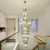 Loft duplex Light Luxury Crystal Pendant Light Post-modern Minimaliste Villa High Spiral Staircase Chandelier Pendants