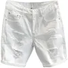 Summer Mens Fashion White Hole Washing Denim Shorts loisirs Stracted Beggar Straight Short Pantals 240422