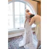 Mouwen bruiloft kanten jurken 2021 land lange bruidsjurk geschoolde v