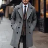 Trench maschili da uomo Blazer Woolen Coat Uomini Vintage Curno Down-Down Double Sfrilla Bullo lungo Giacca lunga Mens Sooldoming Fashion Fashion Fashion Solid