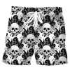 Pantaloncini da uomo divertente fiore di cranio con stampa 3d in spiaggia maschi di moda da nuoto casual streetwear pantaloni corti per le vacanze surf tronchi