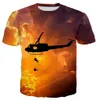 Футболки 3D Helicopter Printed Футболка для мальчиков и девочек Harajuku Style Casual Stree Style Deshate Summer Topl2404