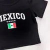 Camas femininas T-shirt Sexy Black Grunge Mulheres Mulheres México Menina de Futebol Tops Verão Vintage Sports Casual Sports Short Y2K Streetwear