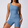 AL-195 Women Summer Oblique One-Shoulder Exercise Tight-Fitting Fitness Jumpsuit Female Thread Elastic Beauty Back One-piece Yoga Clothes