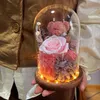 Valentines Day Gift for Girlfriend Eternal Preserved Rose Flower Gift Box Teddy Bear Eternal Flower with Lights Gift for Women 240418