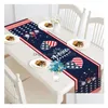 Banner Flags American Independence Day Linen Table Runner Home Restaurant Decoration Daim Nwarf Long Strip Normcecloth Room Drop de Dhcxv