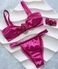 Fleur 3D de maillots de bain féminin avec collier Bikini à jambe haute coupée Bikini féminine Femmes Two-pièces Set Bather Bathing Fult nager