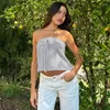 Women's Tanks Tube Top Summer In Fashion Woman Blouse 2024 Gray Crop Loose Casual Off Shoulder Sleeveless Backless Tank Tops With Ties