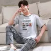 Summer Knitted PJ Shorte Shorted Mens Set Set Male Piajama Set Letter Pajama for Men Sleep abbiglia