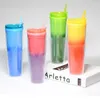 Mokken BPA gratis dubbele laag plastic beker creatief thermische gradiënt kleur drink riem vakantie verjaardag cadeau 580 ml