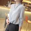 Frauenblusen Hemden Frauen Frühling Herbststil Blusen Hemden Lady Office tragen Ol Long Slve V-Ausschnitt Solid Color Blusas Tops WY1004 Y240426