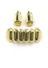Hip Hop Gold Ploated Mouth Grillz Set 2pcs Single Top 6 Tands Bottom Grill Set Whole6628897