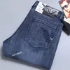 Jeans causais Jeans Novo estilista de moda masculina preta azul magro rasgado Destruído Destruído Slim Fit Hip Hop Pants Top qualidade B4