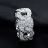 Fine Jewelry Cuban 925 Srebrny VVS Mossanite Diamond Hip Hop Mens Mensanite Link Pierścień