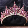 Tiaras barroco vintage 11 cores Black Purple Blue Green Crystal Tiara for Women Wedding Wedding Girls New Party Crown Hair Acessórios