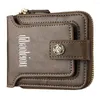 Plånböcker Mäns vintage blixtlås med kort stil läder plånbok multifunktionsknappväska med flera kortplatser och ett tydligt ID -fönster
