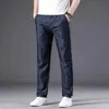 Jeans para hombres Summer delgados para hombres jeans heterosexuales Classic Classic de la cintura alta del vestido de seda de hielo Pantalones de mezclilla suelto de mezclilla Black Blue Bandrinsl2404l2403