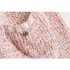 Frauen Strick rosa Strickmantel 2024 Frühlings-/Herbst/Winter gemischte Farbschnalle Lose Größe Strickjacke