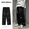 Męska moda marka High Street Baggy dżinsy Harajuku wydrukowano luźne proste szerokie nogi dżinsowe spodnie Hip Hop Men Dżinsy 240424