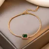Cadeia vintage cheia de pulseiras de zircão verde de strass para mulheres para mulheres com qualidade de cristal de cristal de qualidade superior presente de jóias