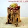 Planters Pots Creative Retro Imitation of Wood Pile Roots Tree Head Flower Pots Succulent Plants Miniature Landscapes and Cement Q240429