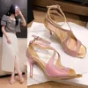 Zapatos de vestir 2024 Summer Square Head BoCh BoCh Ultra High Heel Cross Cross Cross Sandalias huecas delgadas de gran tamaño para mujeres