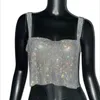 Damestanks Camis Bling Rhinestons Party Crop Top 2023 Mode Solid Backless Full Diamond Sequin Cami CRECT Topl240429