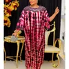 Casual Dresses 2024 paljett muslimsk tryck lös mantel med huvudduk afrikansk nationell stil klänning 0196#