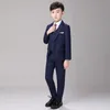 Kinder Jugend kleiner Anzug Boy Anzug Jacke Fotografie Auftritt hübsches Blumenmädchenkleid Fünf-teiliges Set (Jacke + + Weste + Hemd + Hose + Krawatte)