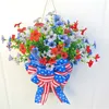 Fleurs décoratives 4 juillet Couronne de porte d'entrée Indépendance Jour