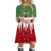 Günlük elbiseler çizgi film elk elbise kadın sevimli Noel kar tanesi akşam kış uzun kollu mini moda parti yıl üst