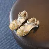 Sandals Summer Children Princess Shoes Baby Girls Flat Bling Leather Sandals Fashion Sequin Soft Kids Dance Party Sparkly Shoes