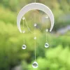 Dekorationer Moon Suncatcher Hanging Crystal Dream Catcher Macrame Ornament Prism Crystal Sun Catcher Rainbw Window Garden Home Decoration