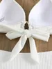 2024 Chain Linked Cut Out Halter Bikini Sexy Swimsuit Women White Swimwear Female Bathers Bathing Swimming Swim Suit Beachwear 240426