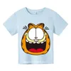 T-shirts Garfield Cat T-shirt Garfield Cat Cartoon Childrens Summer Crew Short Sheeved Fashion Cotton Short Sleeved Childrens och AdolescentsL2404