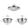 LMETJMA 3 i 1 Vegetabilisk skivare Drain Basket Rostfritt stål Vegetabilisk Julienne Ratr Salad Maker Bowl KC0410 2024429