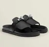 Designer Sandal Empire Sandals Leather Slippers Flip Flops Buckle Slides Suede Slipper Black White Rubber Sole Shoes Flat