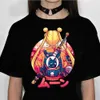 T-shirty Księżyc z lat 80. Kot Tshirt damskie anime harajuku komiks komiks damski komiks grafika japońska odzież 2404