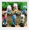 Actie speelgoedcijfers 6pcs Set PVC Gabby Dollhouse Figuur Toy Mercat Cartoon Gepakte dieren Glimlachende Car Cat Hug Gaby Girl Dolls Kids Birthday Gifts T240428