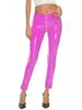 Women's Panties Women Sexy Low Waist Open Crotch Leggings Patent Leather Slim Full Zip Bodycon Pants Wet Look Nightclub Wear Custom Sex