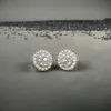 HIPHOP Classic 925 Sterling zilveren briljante ronde Moissanite Circling Setting Halo Stud -oorbellen voor vrouwelijke mannen paar